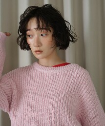 ＜EMMEL REFINES＞ 竹節紗毛線單畦編針織