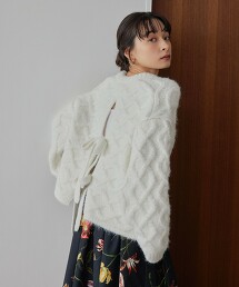 ＜EMMEL REFINES＞ 蝴蝶結緞帶繩紋針織衫