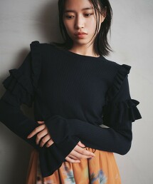 ＜EMMEL REFINES＞ HW荷葉邊羅紋針織上衣