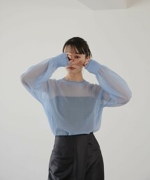 ＜EMMEL REFINES＞ 透膚線條針織上衣