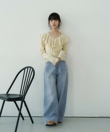 ＜EMMEL REFINES＞ 高腰寬版牛仔褲