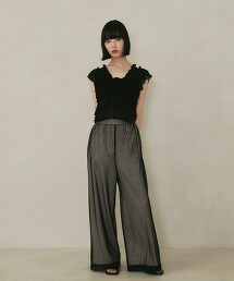 ＜EMMEL REFINES＞ 點點薄紗層次長褲