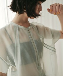 ＜EMMEL REFINES＞ 透膚2WAY拉鍊罩衫