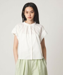 ＜EMMEL REFINES＞ 抓皺迷你泡泡袖立領襯衫