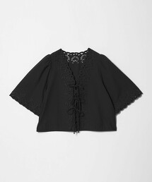 ＜EMMEL REFINES＞ 鏤空設計刺繡短袖罩衫