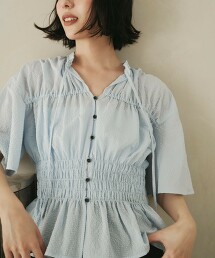 ＜EMMEL REFINES＞ 荷葉領縮褶罩衫