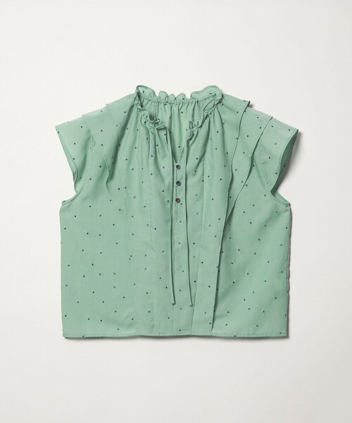 ＜EMMEL REFINES＞ 方形點點刺繡荷葉邊罩衫