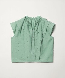 ＜EMMEL REFINES＞ 方形點點刺繡荷葉邊罩衫