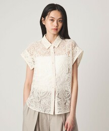 ＜EMMEL REFINES＞ 佩斯利花紋蕾絲無袖罩衫