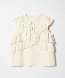 ＜EMMEL REFINES＞ 緞面荷葉邊罩衫
