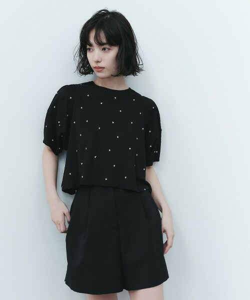＜EMMEL REFINES＞ 愛心刺繡繭型袖罩衫