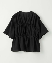 ＜EMMEL REFINES＞ 紗羅織物皺感抓褶綁結襯衫