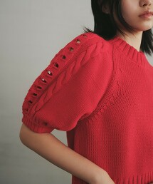 ＜EMMEL REFINES＞ HW 袖繩紋短袖針織