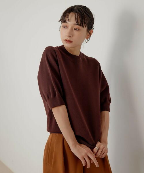<EMMEL REFINES> 米蘭羅紋泡泡袖針織上衣