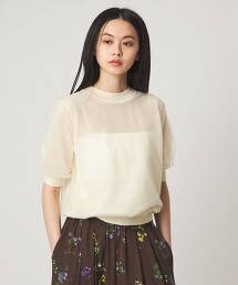 ＜EMMEL REFINES＞ 層次透膚短袖針織
