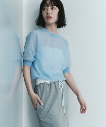 ＜EMMEL REFINES＞ 層次透膚短袖針織