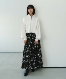＜EMMEL REFINES＞花朵印花縮褶長裙