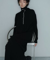 ＜EMMEL REFINES＞ 配色線條高領針織洋裝