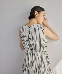 ＜EMMEL REFINES＞ 蛋糕皺褶條紋2WAY洋裝
