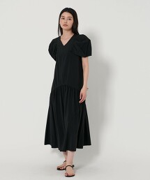 ＜EMMEL REFINES＞ 袖打摺拼接皺褶洋裝