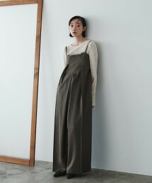 ＜EMMEL REFINES＞ 工字褶吊帶褲