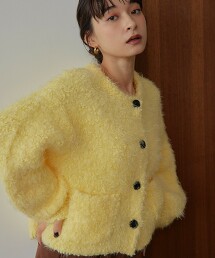 ＜EMMEL REFINES＞ 爆米花竹節紗絨毛開襟衫