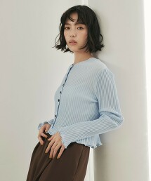 ＜EMMEL REFINES＞ 羅紋鈕扣波浪下擺開襟衫