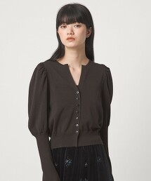 ＜EMMEL REFINES＞ HW開口領拼接泡泡袖七分袖開襟衫