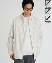輕鬆彈性抗皺圖案拼色襯衫