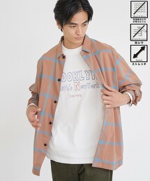 輕鬆彈性抗皺圖案拼色襯衫