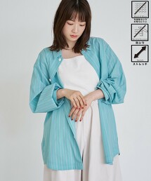 輕鬆彈性抗皺圖案拼色襯衫