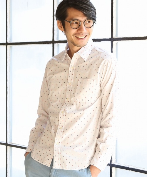 鑽石圖案緹花標準領襯衫