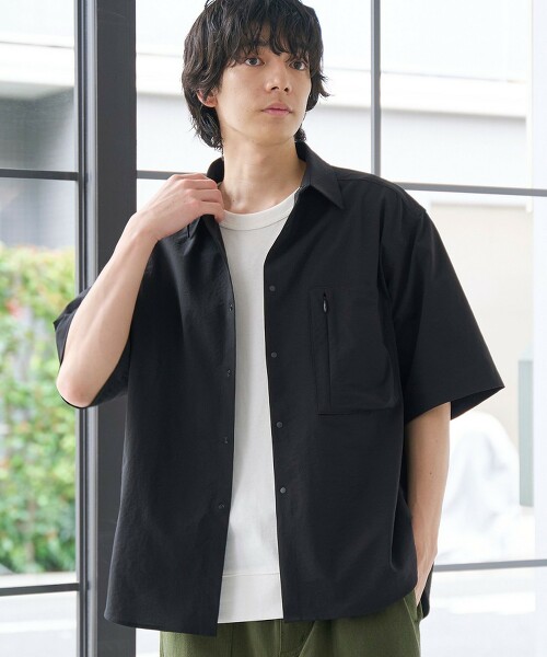 彈性多機能短袖網眼襯衫