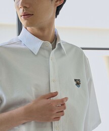 動物刺繡牛津布短袖襯衫