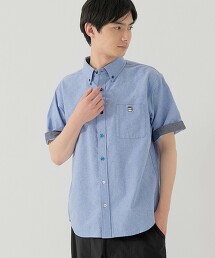 coen刺繡扣領短袖襯衫