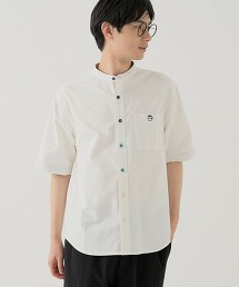coen刺繡立領短袖襯衫