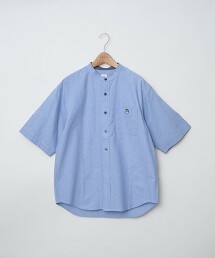 coen刺繡立領短袖襯衫