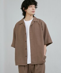 仿亞麻開領襯衫