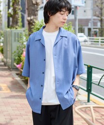 仿亞麻開領襯衫