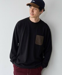 【Tough&Soft】異材質拼接口袋長袖T恤