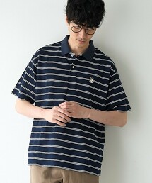 涼感鹿子織動物刺繡橫條紋POLO衫