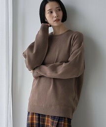 微撞色雙面布料仿衛衣圓領針織衫