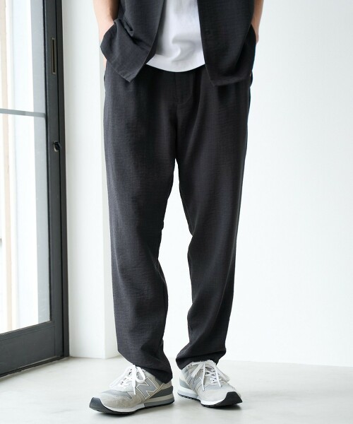 抗UV仿亞麻打摺西裝褲