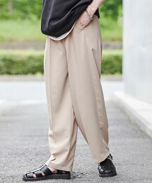 中央燙線 2摺寬鬆錐形休閒褲