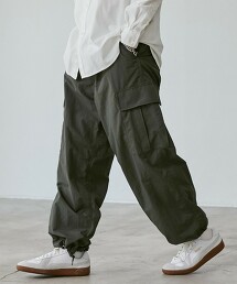 尼龍水洗6口袋寬版工裝褲