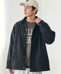 混羊毛斜紋外套