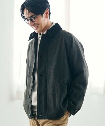 混羊毛斜紋外套