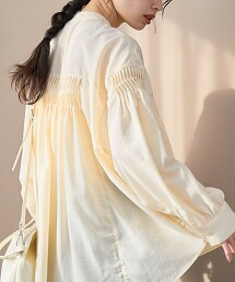 細褶立領罩衫