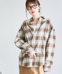 漸層格紋輕盈法蘭絨標準領襯衫
