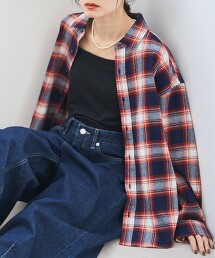 漸層格紋輕盈法蘭絨標準領襯衫